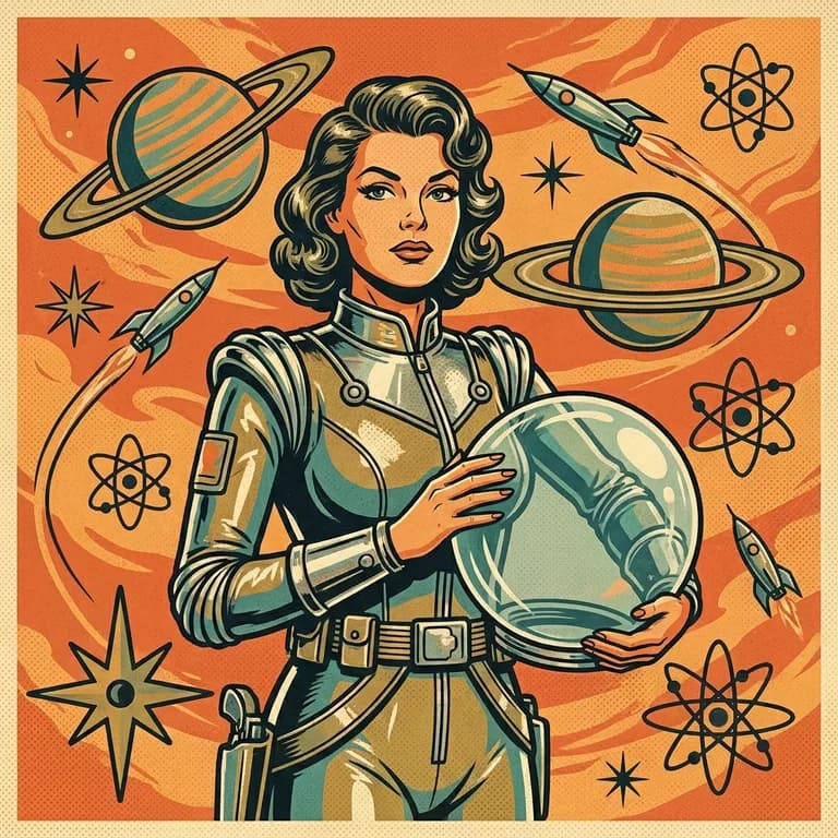 портрет в стиле ретрофутуризм